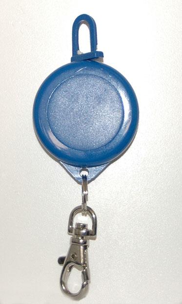 Ski Pass Holder - retractable with metal clip fastener - blue,white or red